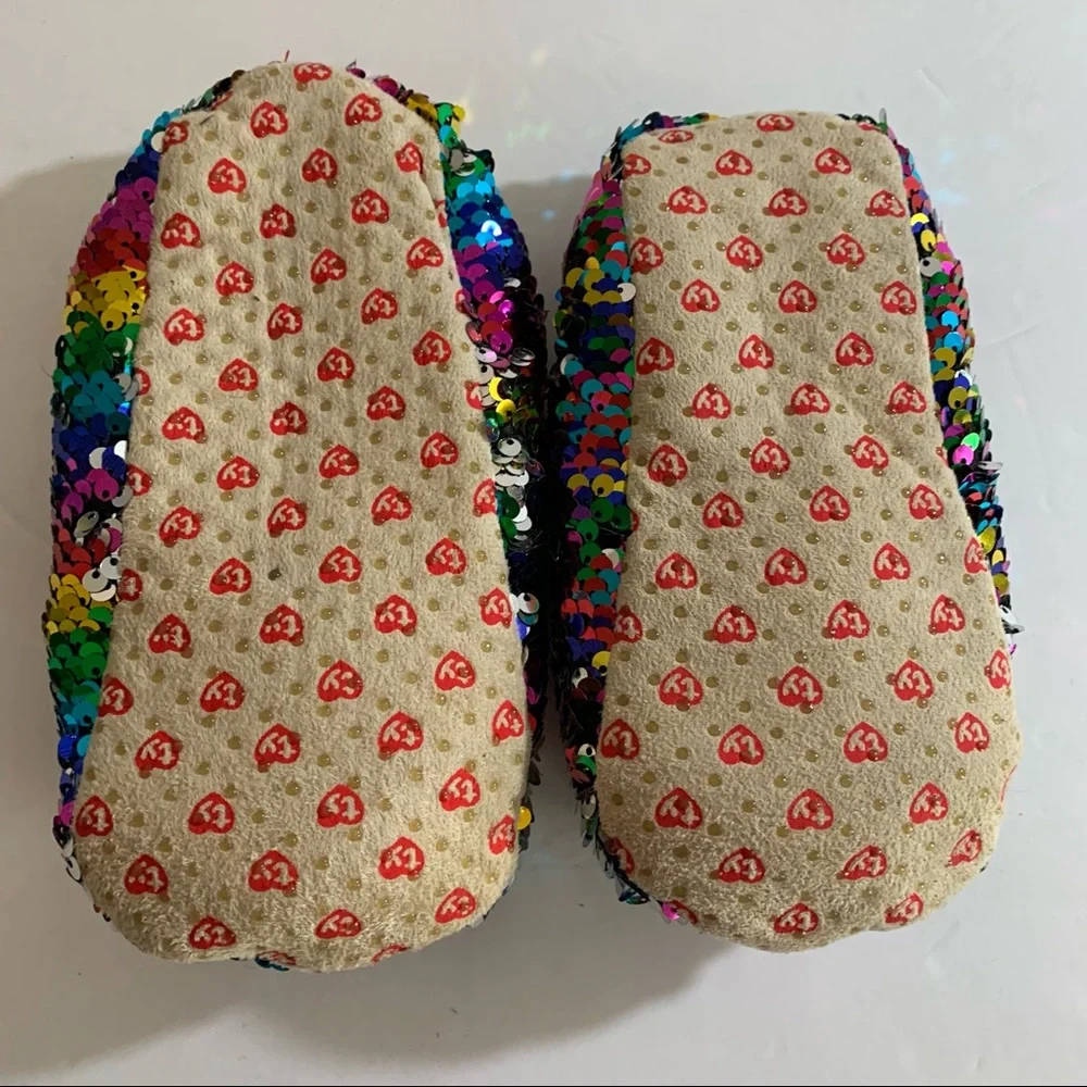 Ty beanie boos dotty youth 1-3 slippers grip sequin flip fleece lined socks